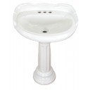 Mexican Talavera Pedestal Sink  Roman Style Pure White 